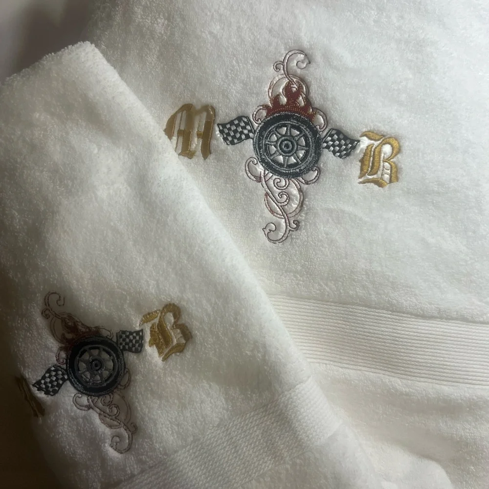 Motorcycle Racer Embroidered Towel set New made to order Monogrammed great gifts